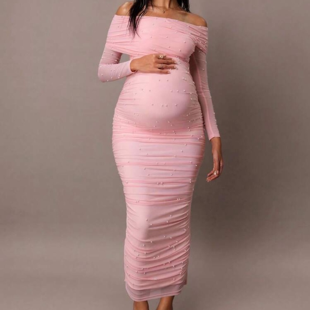 Elegant Pink Maternity Dress